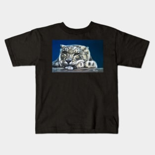 Snow Leopard Feeling Blue Kids T-Shirt